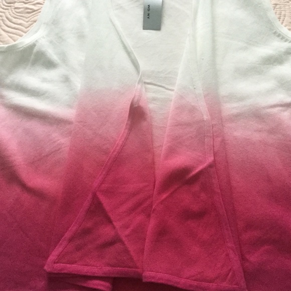 WD.NY - Ombré Open Front Sleeveless Pink Sweater - Picture 4 of 7